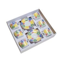 Jogo de Chá 12 Peças Dec. Flor do Campo em Porcelana Pintada a Mão Jogo de Chá 12 Peças Dec. Flor do Campo em Porcelana Pintada a Mão