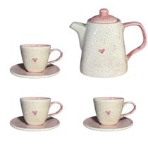 Jogo de Chá Com Chaleira e 3 Xícaras Feito de Cerâmica