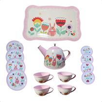 Jogo De Chá Infantil 14 Pç Rosa Cozinha Metal Brinquedo Jogo De Chá Infantil 14 Pç Rosa Cozinha Metal Brinquedo