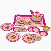 Jogo de Chá Infantil Metal Rosa Doce CupCake Menina Cozinha Jogo de Chá Infantil Metal Rosa Doce CupCake Menina Cozinha