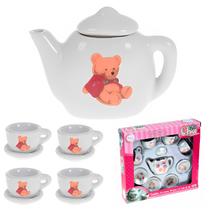 Jogo De Chá Porcelana Decorativo 9 Peças Com Bule Miniatura Pires Xícaras Estilo Clássico
