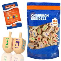 Jogo de Chanucá Wood Dreidels Zion Judaica Ltd, pacote médio com 100 unidades