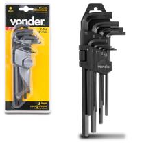 Jogo de Chave Allen Hexagonal Curtas Vonder com 9 Peças 1,5mm a 10mm Preta com Suporte