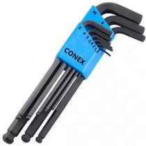 Jogo de chave allen longa 9 peças abaulada conex