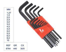 Jogo de chave allen longa cromo vanádio 1,27 - 10 mm ref:8764 - Lotus