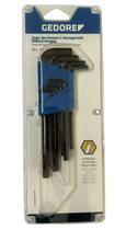 Jogo de Chave Allen Longa de 1/16 a 3/8 pol Gedore 42l-9P Jogo de Chave Allen Longa de 1/16 a 3/8 pol Gedore 42l-9P