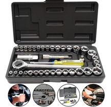 Jogo De Chave Catraca Canhão Cachimbo Com 40 Peças Soquetes