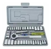 Jogo De Chave Catraca Canhão Cachimbo Com 40 Peças Soquetes