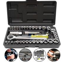 Jogo De Chave Catraca Canhão Cachimbo Com 40 Peças Soquetes Jogo De Chave Catraca Canhão Cachimbo Com 40 Peças Soquetes