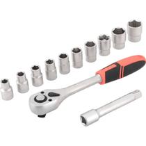 Jogo De Chave Catraca Soquetes Sextavado 10 A 22mm 12 Peças