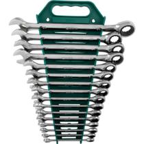 Jogo De Chave Combinada Catraca Sata 16 Peças 8 Mm A 24 Mm Aço Cromo Vanádio Cromado Polido Jogo De Chave Combinada Catraca Sata 16 Peças 8 Mm A 24 Mm Aço Cromo Vanádio Cromado Polido