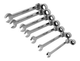 Jogo De Chave Combinada Com Catraca Articulada 7 Peças Jogo De Chave Combinada Com Catraca Articulada 7 Peças