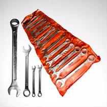 Jogo De Chave Combinada Em Aço Carbono Peças Variadas Medidas Profissional 6 à 22mm BFH1506