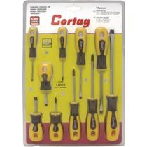 Jogo de chave de fenda simples e fenda cruzada phillips 10 peças - 61105 - cortag Jogo de chave de fenda simples e fenda cruzada phillips 10 peças - 61105 - cortag