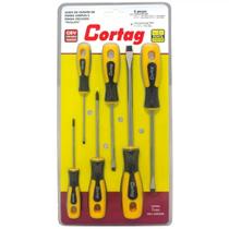 Jogo de chave de fenda simples e fenda cruzada phillips 6 peças - 61104 - cortag Jogo de chave de fenda simples e fenda cruzada phillips 6 peças - 61104 - cortag