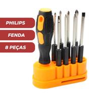 Jogo De Chave Fenda Phillips 8 Peças Estojo Multiuso Universal Tools