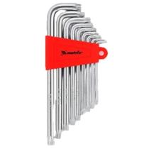 Jogo de Chave Hexagonais Torx Longas Acetinado T10 T50 Crv E Suporte Plástico 9 Peças 123069 M Jogo de Chave Hexagonais Torx Longas Acetinado T10 T50 Crv E Suporte Plástico 9 Peças 123069 M