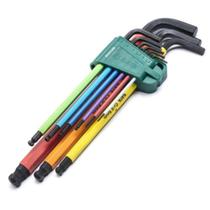 Jogo de Chave Hexagonal Longa Color Hex / Abauladas 9 Peças - ST09101CHBSJ - SATA