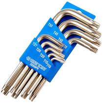 Jogo de Chave L tipo Tork com 9 Peças T10 a T50 Kingtony Jogo de Chave L tipo Tork com 9 Peças T10 a T50 Kingtony