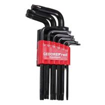 Jogo de Chave L TX/Hexalobular CRV 9 Peças T10-T50 R36405009 Gedore RED
