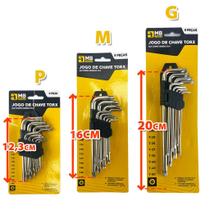 Jogo de Chave Torx 9 Peças Profissional em L com Guia Aço Cromo-Vanádio T10 a T50 Resistente Kit