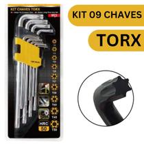 Jogo de Chave Torx 9 Peças Tamanhos T10 a T50 Tipo L