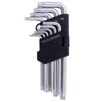 Jogo de Chave Torx em L T-09 a T-50 com 10 Pecas Longo Furo Guia - 2060 - Western Jogo de Chave Torx em L T-09 a T-50 com 10 Pecas Longo Furo Guia - 2060 - Western