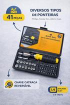 Jogo de Chaves 41 Peças com Catraca Reversível Kit Completo para Reparos Manutenção e Eletrônicos