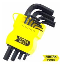 Jogo de Chaves Allen Hexagonal Pequena 9 Pçs 1,5mm a 10mm Fertak