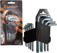 Jogo de Chaves Allen Modelo Chave Hexagonal Tipo L Ferramenta Manual Torx Longa com Furo e Multiuso T9, T10, T15, T20, T25, T27, T30, T40, T45, T50