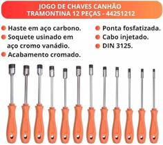 Jogo de chaves canhão 3 a 14 mm com 12 peças tramontina pro 44251/212