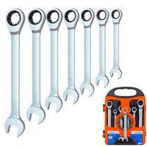 Jogo de Chaves Combinadas com Catraca 7 Peças 819 mm em Aço Cromo Com Estojo Jogo de Chaves Combinadas com Catraca 7 Peças 819 mm em Aço Cromo Com Estojo