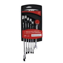 Jogo de chaves combinadas, com catraca, cromada, cromo vanadio, 6 pcs// mtx Jogo de chaves combinadas, com catraca, cromada, cromo vanadio, 6 pcs// mtx