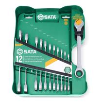 Jogo de Chaves Combinadas com Catraca Dupla Speedy com 12 Peças de 8 à 19mm - Sata ST09066-02 Jogo de Chaves Combinadas com Catraca Dupla Speedy com 12 Peças de 8 à 19mm - Sata ST09066-02