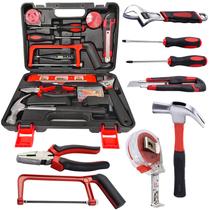 Jogo de Chaves Completo Ferramentas Alicate Estilete Trena Martelo Chave de Fenda e Philips Nivel e Cegueta
