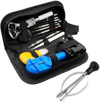 Jogo de chaves conserto de relógio + estojo + saca ponteiros