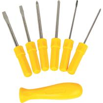 Jogo de Chaves de Fenda 6 Peças com Cabo Injetado e Hastes em Aço Especial Intercambiáveis