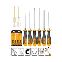 Jogo De Chaves De Fenda E Phillips Ingco 6 Peças Com Ponta Imantada Cabo Ergonômico E Tampa De Impacto Resistência Alta Para Reparos E Manutenção