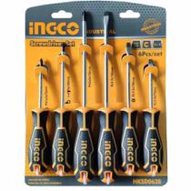 Jogo De Chaves De Fenda E Phillips Profissional Industrial C/ 6 Peças INGCO