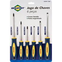Jogo de Chaves de Fenda/Philips Com 6 Peças Brasfort Jogo de Chaves de Fenda/Philips Com 6 Peças Brasfort