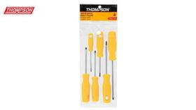 Jogo De Chaves De Fenda/Phillips Thompson Cabo Amarelo Com 06 Peças Jogo De Chaves De Fenda/Phillips Thompson Cabo Amarelo Com 06 Peças