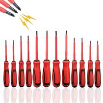 Jogo De Chaves Fenda E Estrela Isoladas Eletricista Kit com 12pçs Profissional