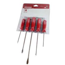 Jogo de Chaves Fenda e Phillips - 5 peças - Aço Cromo Vanádio - R38001005 - Gedore Red Jogo de Chaves Fenda e Phillips - 5 peças - Aço Cromo Vanádio - R38001005 - Gedore Red