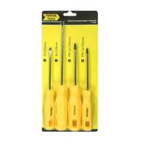 Jogo de Chaves Fenda e Phillips Fertak 4 Peças