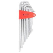 Jogo de Chaves Hexagonais Torx Extra Longas 123079 T-10 a T-50 com Suporte Plástico Mtx Jogo de Chaves Hexagonais Torx Extra Longas 123079 T-10 a T-50 com Suporte Plástico Mtx