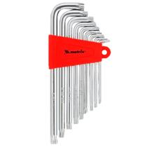 Jogo de chaves hexagonais torx longas com acabamento acetinado, t10 - t50, crv, 9 pcs//mtx