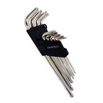 Jogo de Chaves Hexagonais Torx Longas com acabamento Niquelado T10 - T50 9 Peças Extra Longo Profissional