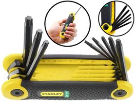 Jogo De Chaves Hexagonais Torx Tipo Canivete Aço Cromo Vanádio 8 Peças Stanley