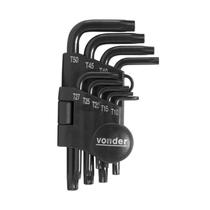 Jogo de chaves hexalobular, T10 a T50, com 9 peças - VONDER
