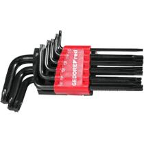Jogo de Chaves Hexalobular, T10 a T50, Tipo L, com 9 Peças, R36405009, Gedore RED